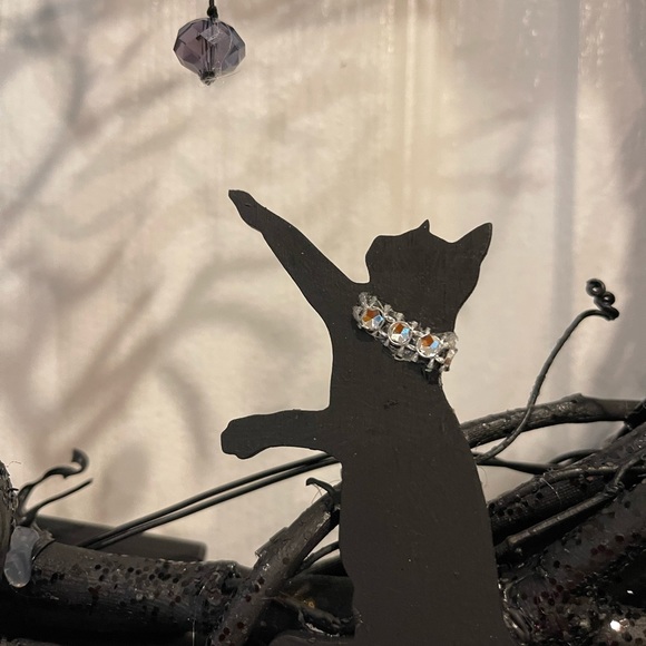 Halloween Wreath - Spooky BLACK CAT Door Decor! Man in Moon, TREE of Life, - Picture 4 of 16